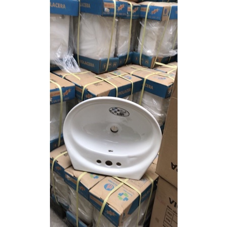Chậu lavabo 1 lỗ  Thái Bình rẻ kích thước:  mm có kèm pas đỡ chậu
