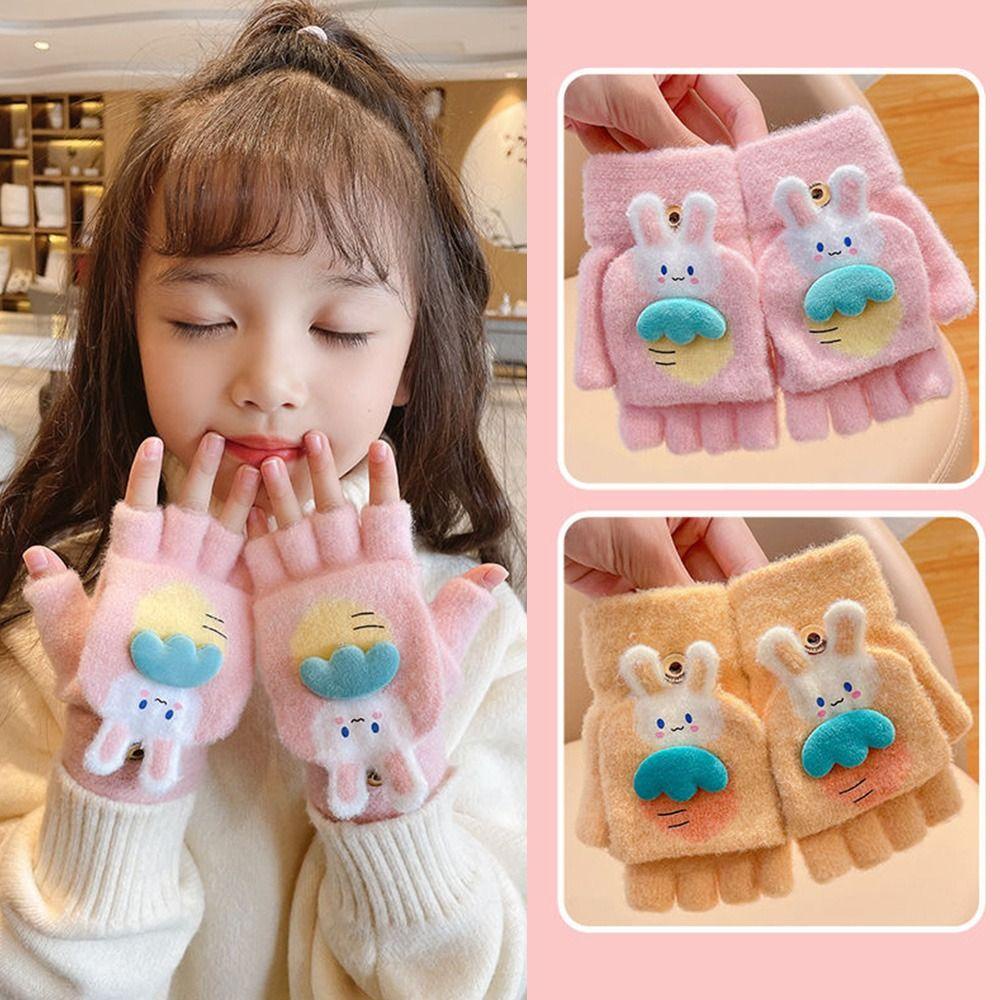 Găng Tay Dệt Kim Dày Dặn Ấm Áp Thêu Họa Tiết Thời Trang Thu Đông