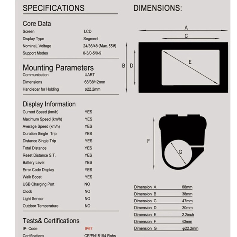 1 Chiếc Xe Đạp Điện 24V-48V Màn Hình LCD 510S Bằng Nhựa Dành Cho BAFANG BBS01 BBS02 BBSHD Mid Drive UART