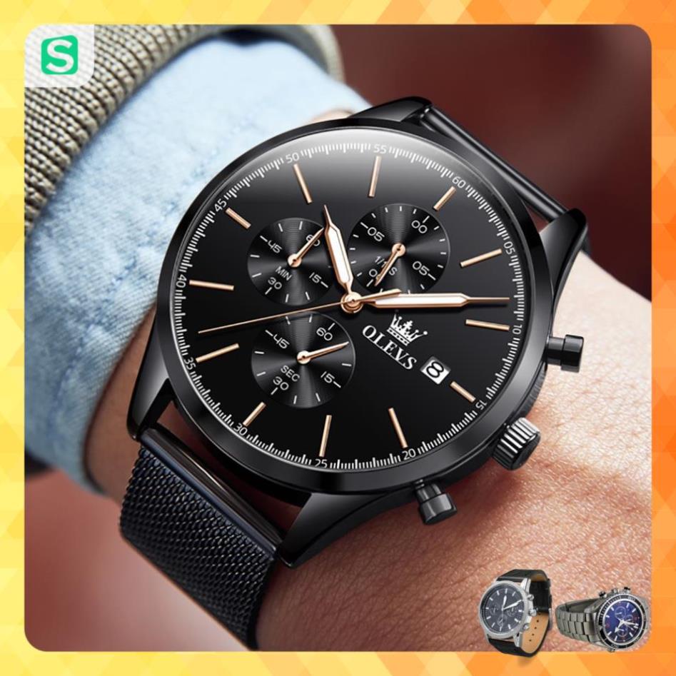 Đồng hồ nam chính hãng OLEVS 2881 Lịch dây đeo bằng thép không gỉ Có chức năng phát sáng chống vô nước