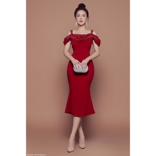 ĐẦM DỰ TIỆC TRỄ VAI ĐÍNH HẠT QUÝ PHÁI - DDD2598