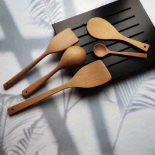 Bộ muôi sạn xào nấu gỗ beech an toàn