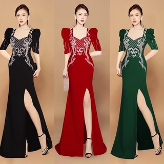 Đầm dạ hội tay phồng kết cầu kỳ hàng cao cấp tặng kèm hoa tai thời trang