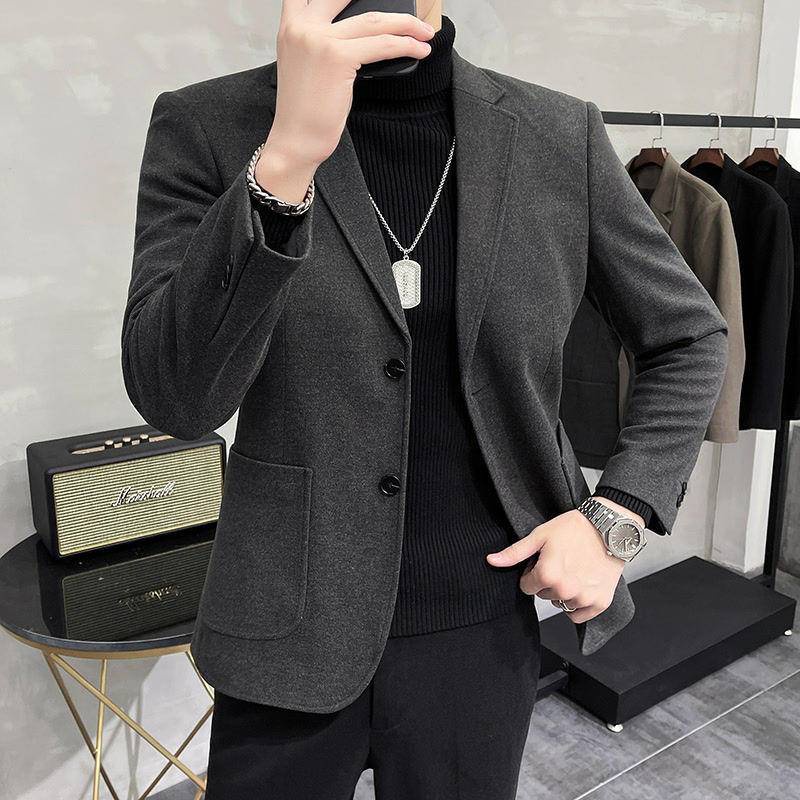 Áo Khoác Vest Len Dày Cao Cấp Cài Một Hàng Nút Cài Thời Trang Hàn Quốc Cho Nam