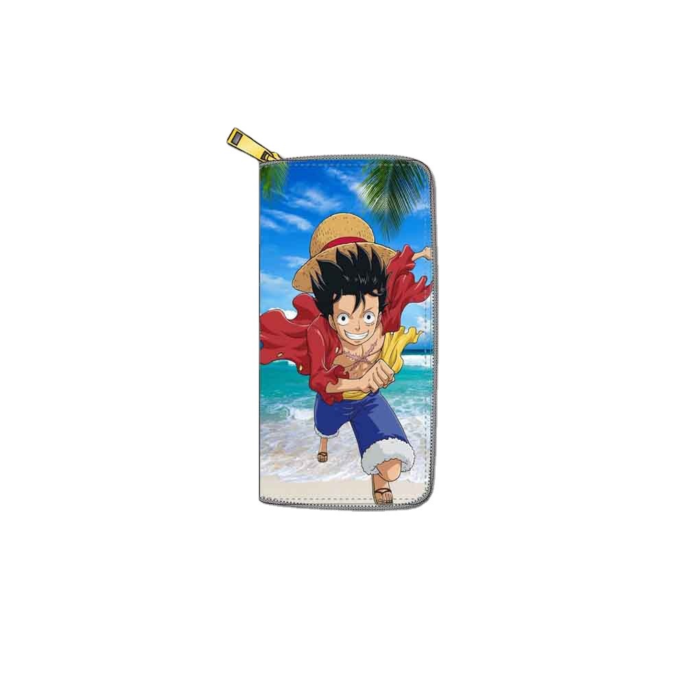 Ví Da PU Dáng Dài Có Khóa Kéo In Hoạt Hình One Piece Luffy Cỡ Lớn Thời Trang GN2