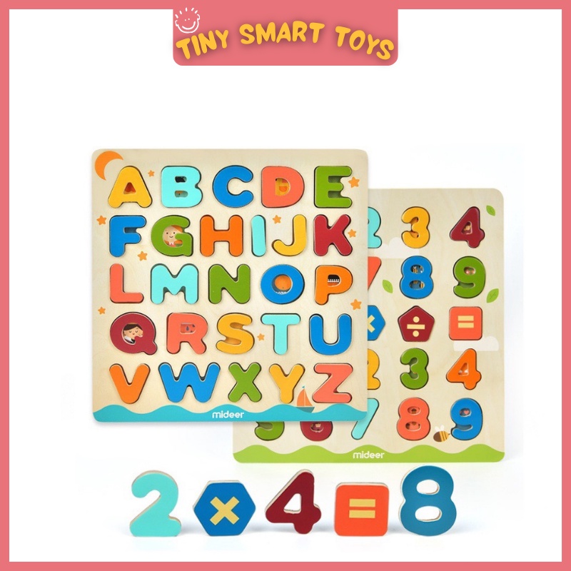 Bảng Gỗ Ghép Hình Chữ Cái Và Số Nam Châm Cho Bé Mideer , Đồ Chơi Giáo Dục Cho Bé từ 1 Tuổi - TinySmartToys