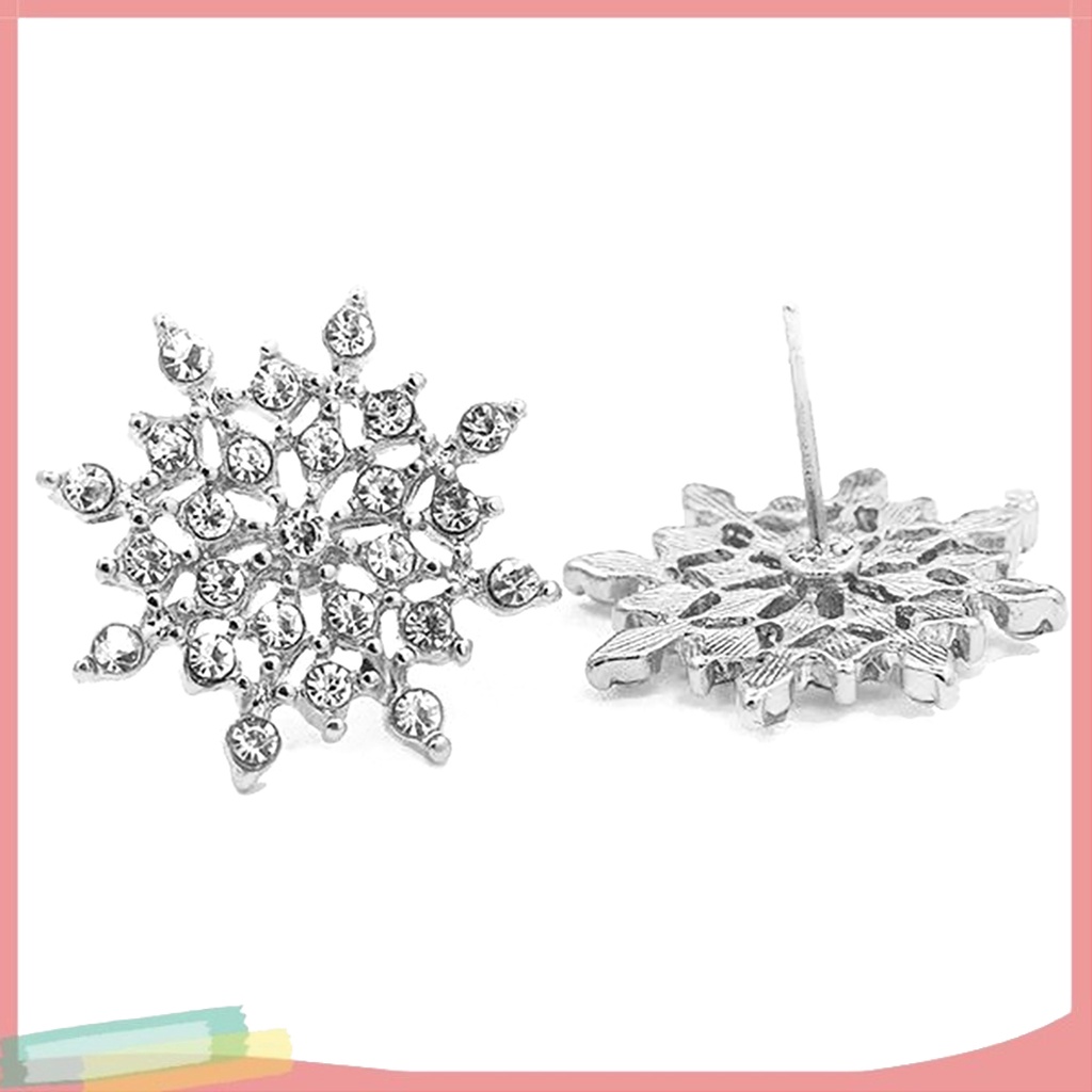 1 Đôi Bông Tai Hình Bông Tuyết Đính Đá Thời Trang Dành Cho Nữ