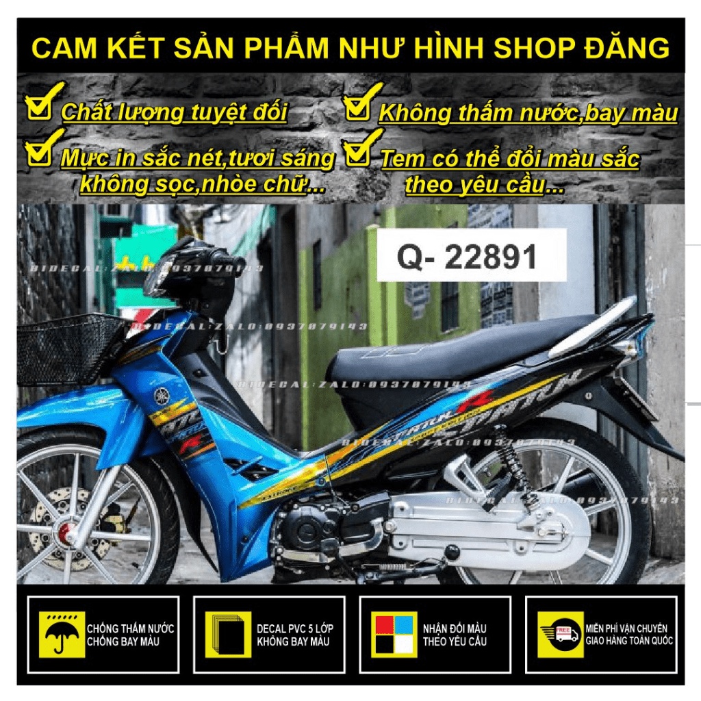 TEM RỜI SIRIUS MẪU SPARK R XANH ĐEN - BI DECAL