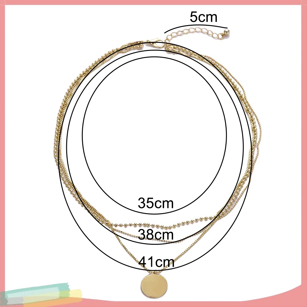 Dây chuyền ngắn nhiều lớp mặt hình đồng xu tròn thời trang dành cho bạn nữ