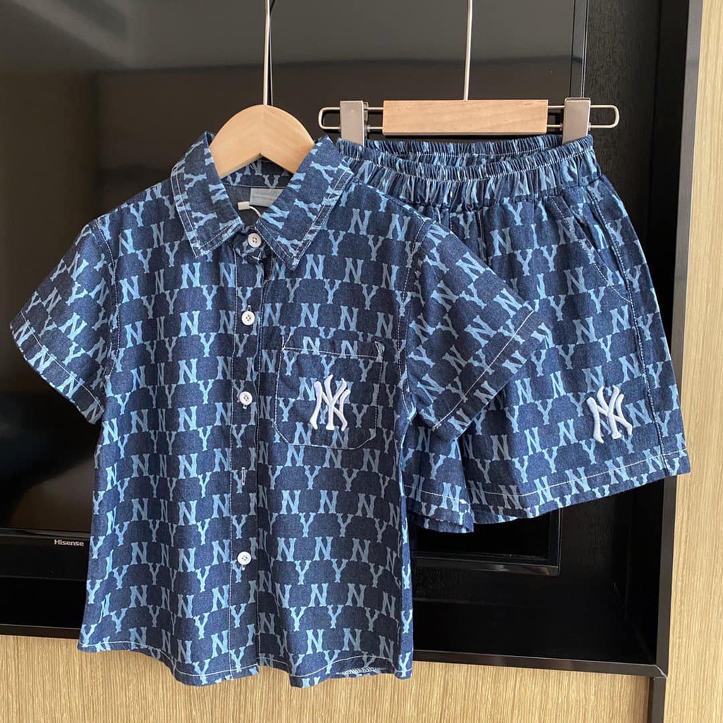 Bộ jeans họa tiết MLB bé trai bé gái 13-35kg