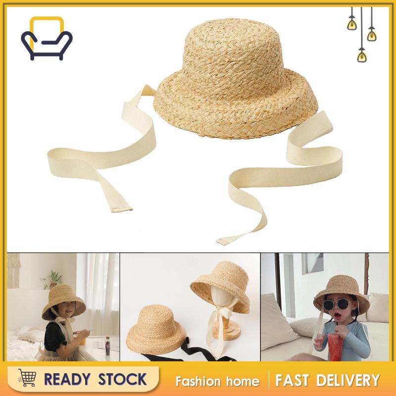 Mũ Rơm Du Lịch Mùa Hè Mũ Chống Nắng Có Dây Buộc Trắng Có Thể Điều Chỉnh Mũ Cói Che Nắng Chống Gió In Hoạt Hình Kèm Dây Đeo Thời Trang Mùa Hè Cho Bé