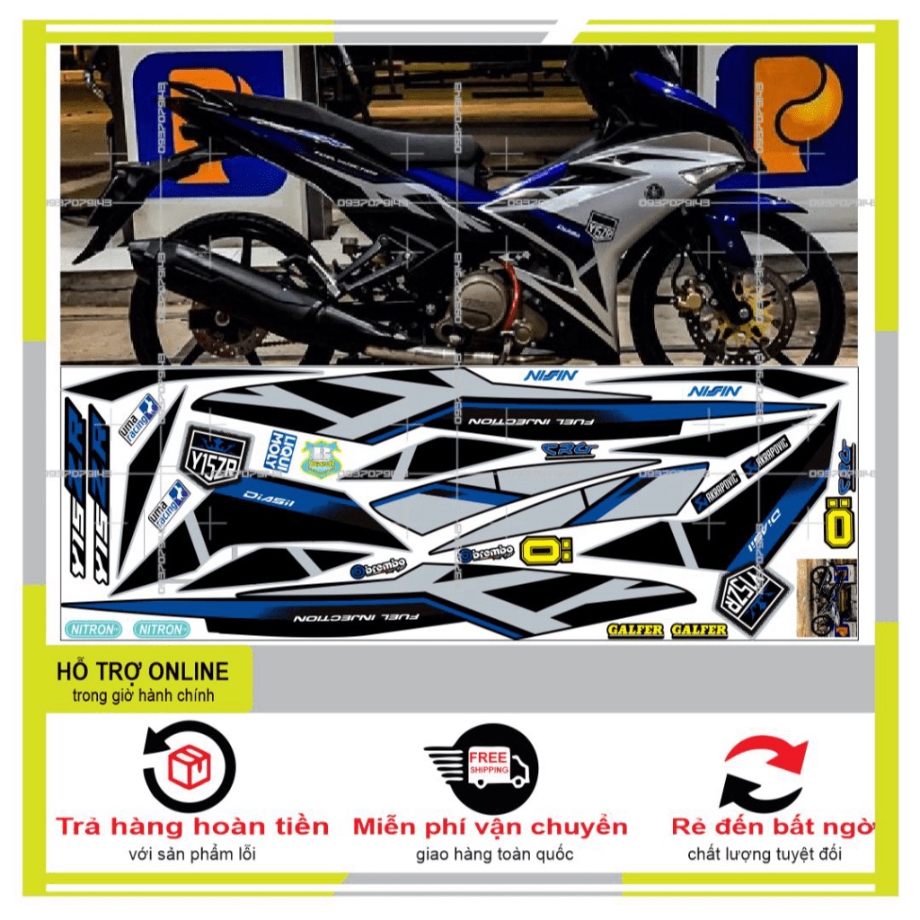 TEM RỜI EXCITER 150 Y15ZR BẠC XANH ĐEN -