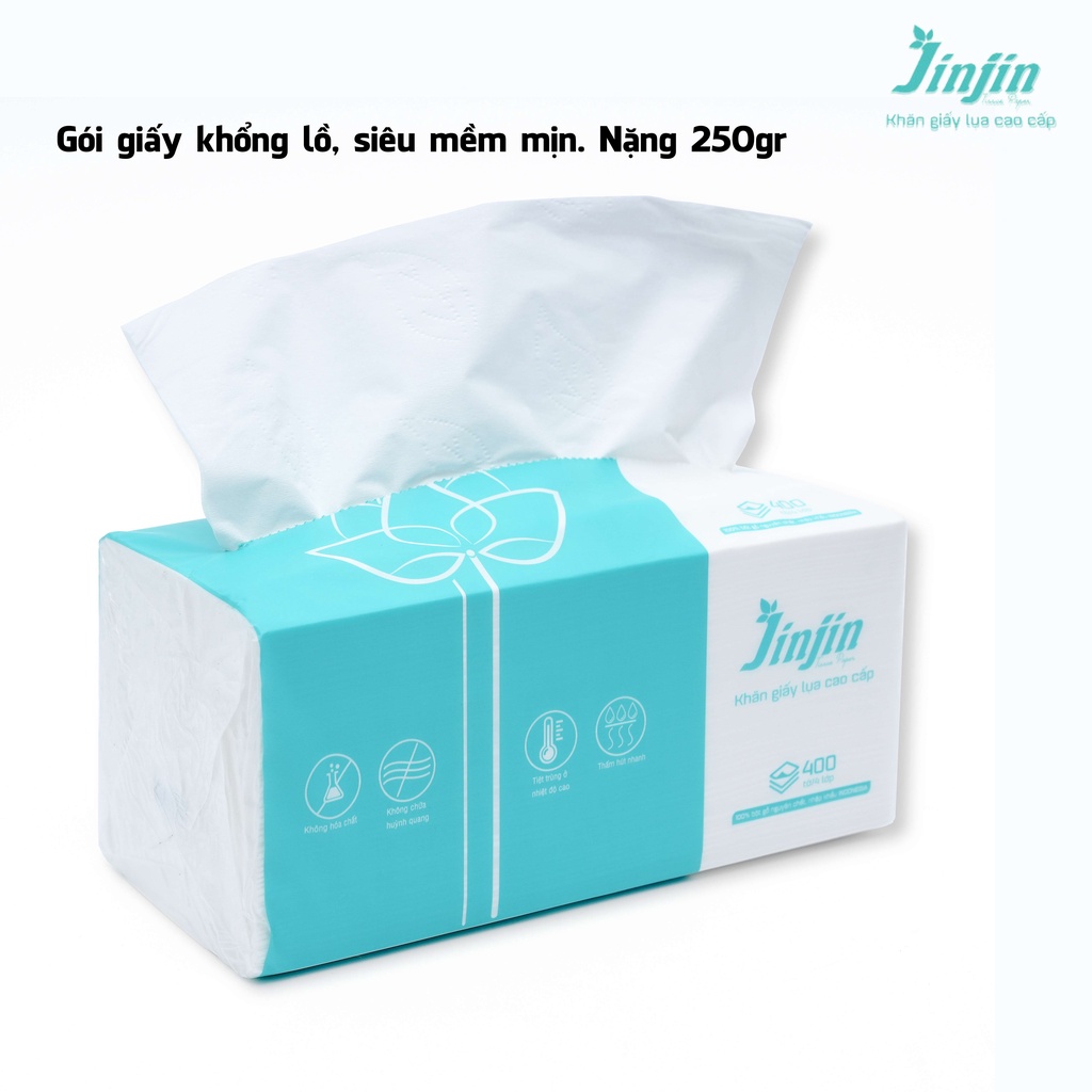 Combo 2 gói giấy rút lụa JINJIN 400 tờ 4 lớp