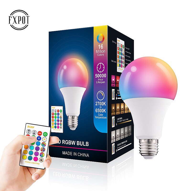 Bóng đèn led RGB đổi màu điều khiển từ xa đui xoáy phổ thông