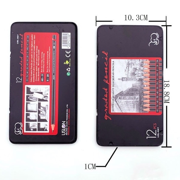 Hộp 12 Bút Chì Gỗ 2H-8B Vẽ Phác Thảo Chuyên Nghiệp