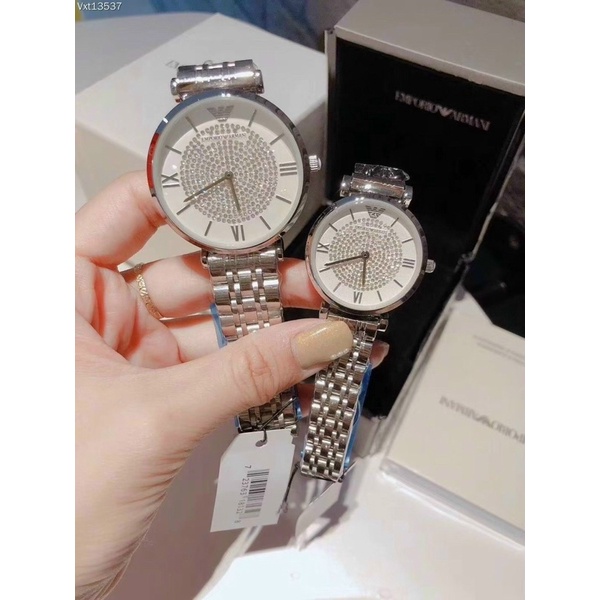 Đồng hồ cặp nam nữ armani dây thép đặc ko gỉ đẹp xịnm