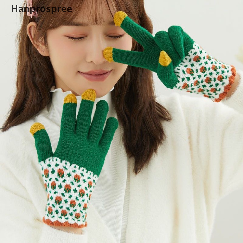 Hanprospree > Găng Tay Len Cashmere Dệt Kim Thời Trang Mùa Đông Cho Nữ