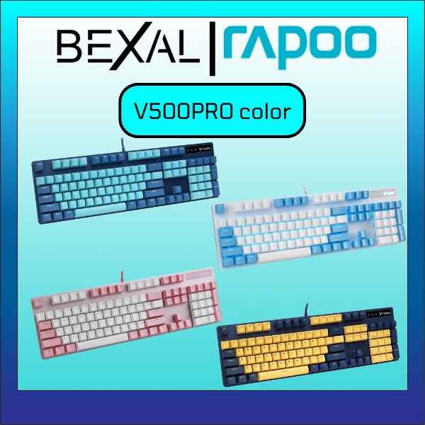 Bàn phím cơ V500 Pro cao cấp có dây phím full màu dễ thương Bexal RP04
