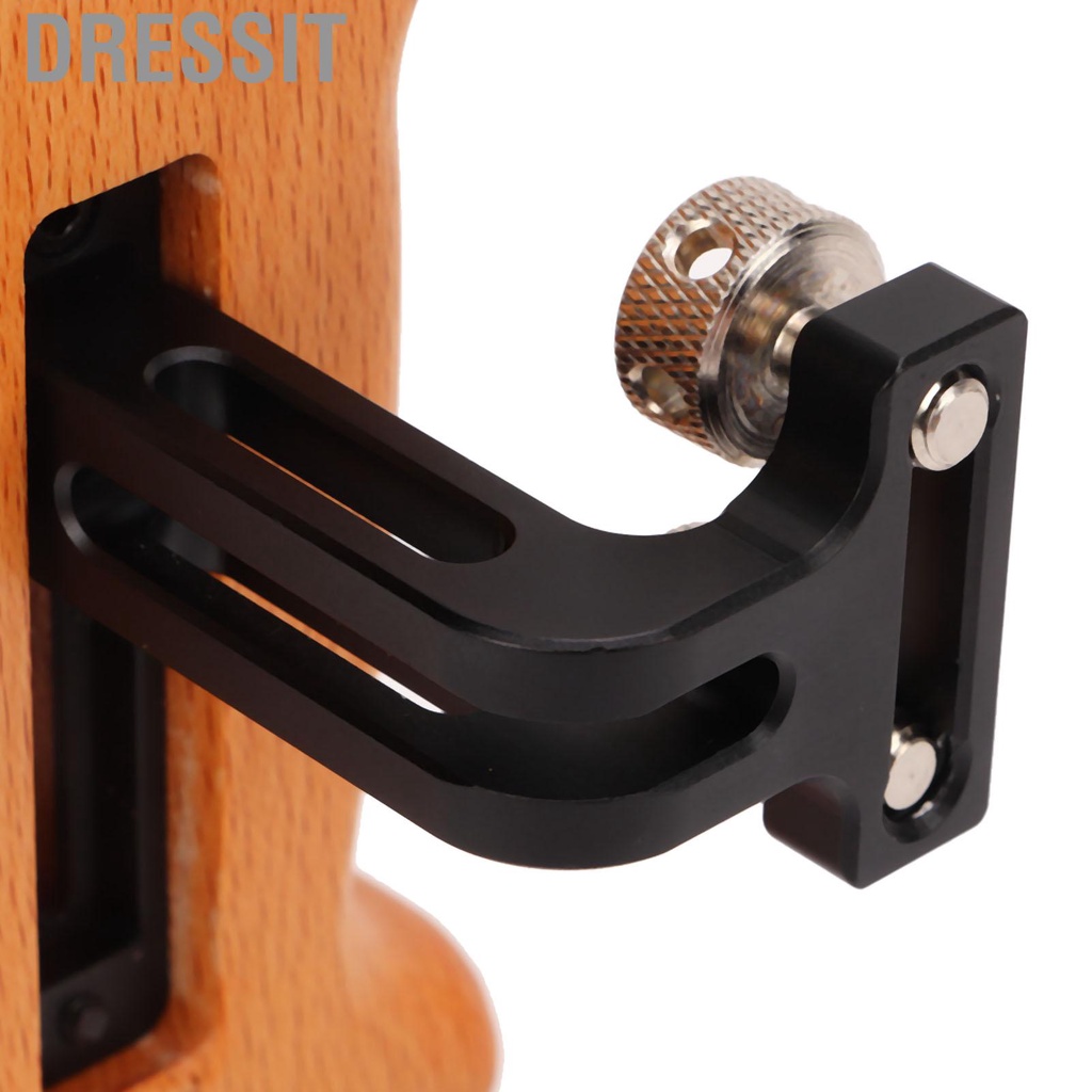 Dressit Wooden Side Handle Grip /4in Thread Shoe Mount For Camera DV Video Cage Kit