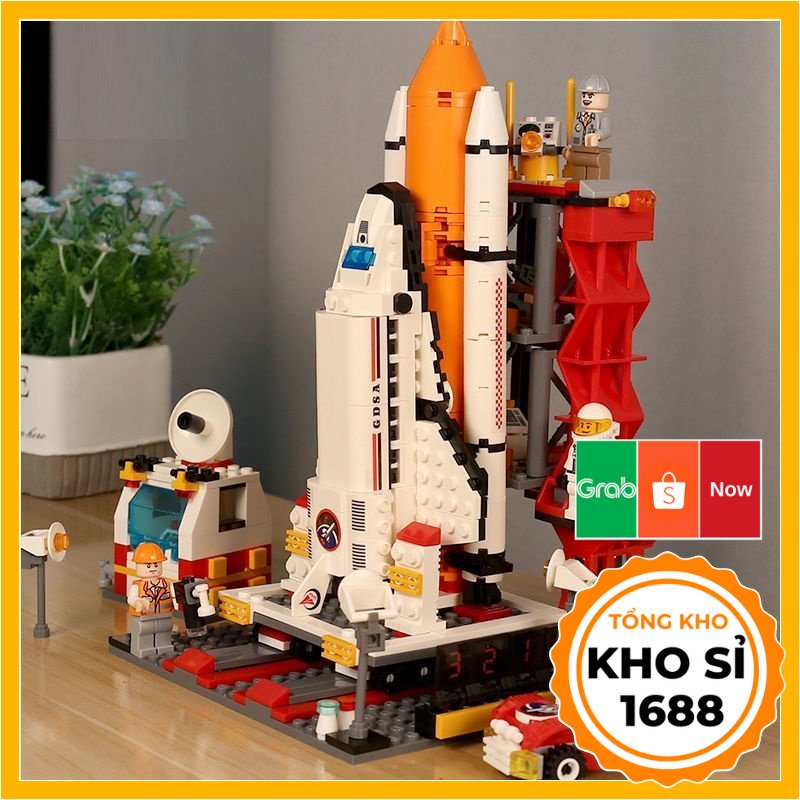 Mô hình lắp ráp khối xây dựng lego phi hành gia tàu vũ trụ đồ chơi trung tâm phóng tên lửa vệ tinh E1128