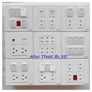 Bộ công tắc - ổ cắm, ổ điện thoại, mạng lan, tivi sino - s18cc mặt vuông chính hãng