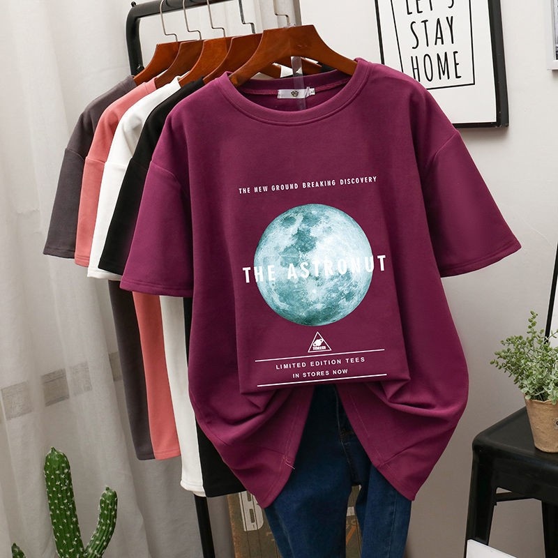 Áo thun SUXI tay ngắn dáng rộng in họa tiết thời trang cho nữ