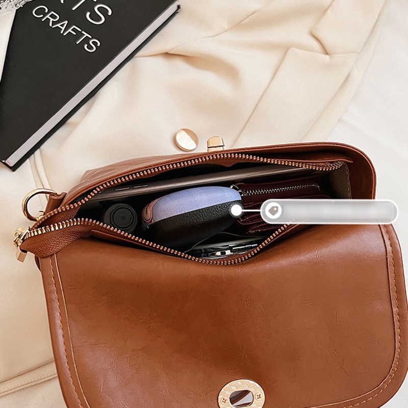 Túi Đeo Chéo Hình Vuông Nhỏ Màu Nâu Phong Cách retro Đơn Giản Cho Nữ