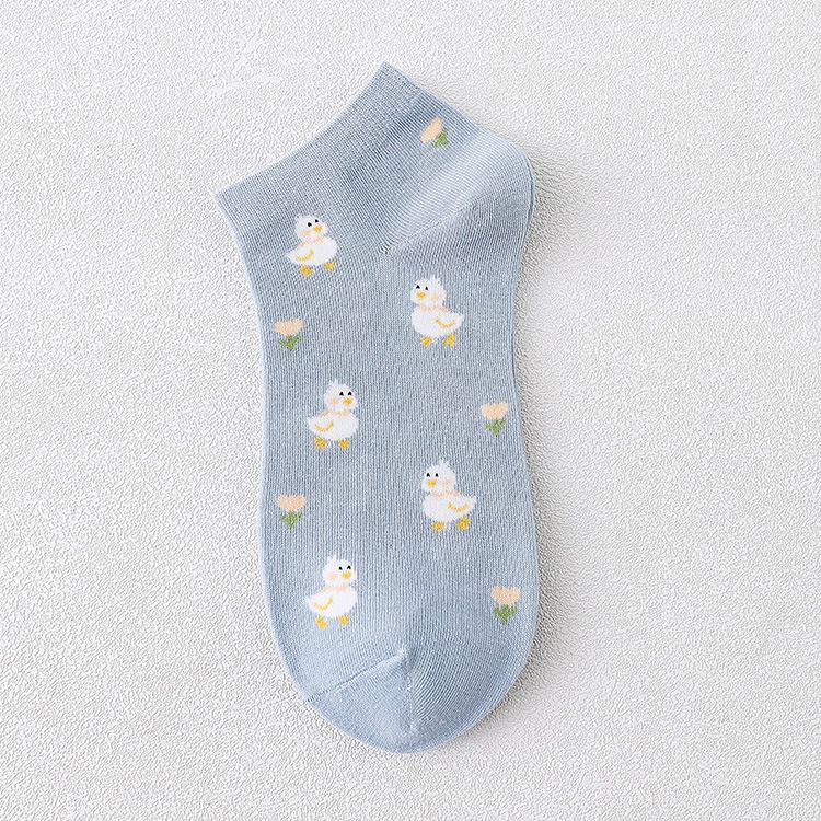 Vịt Dễ Thương Với Tất Hoa | Vớ Mắt Cá Chân Thời Trang Cho Nữ | Vớ Họa Tiết Động Vật JP5