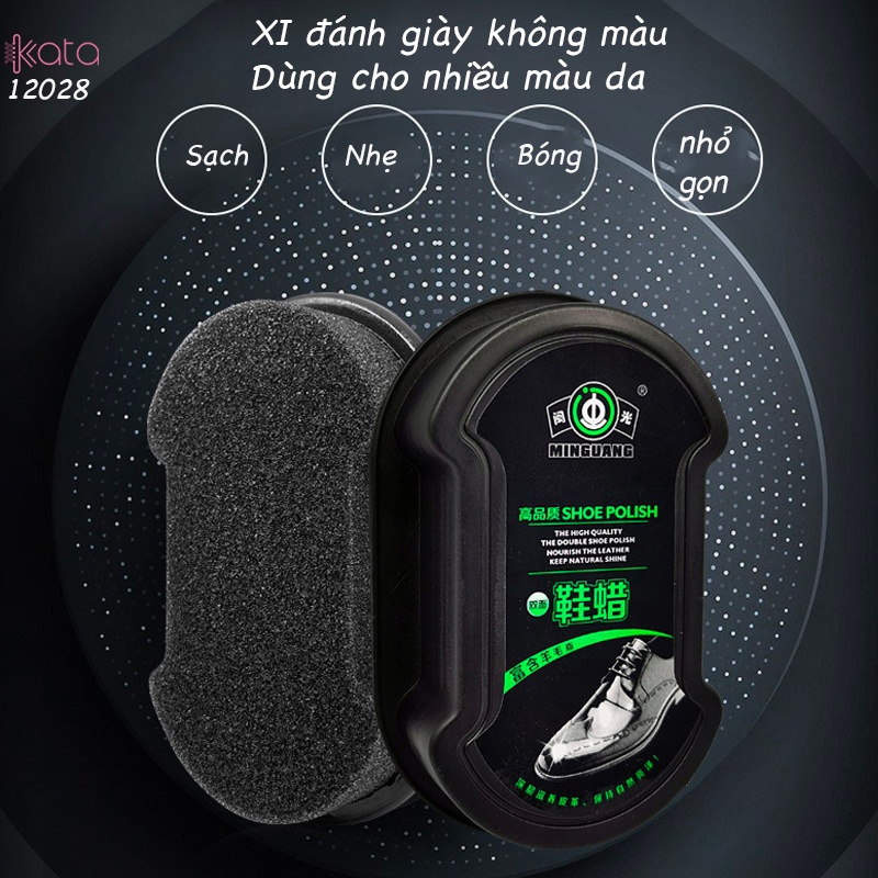 Xi đánh bóng giày nhanh, xi không màu dùng cho nhiều loại da kèm mút chải giày 2 mặt 12028