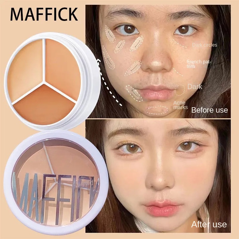 Kem Che Khuyết Điểm Ba Màu / Kem Che Khuyết Điểm / Kem Tông Màu Lâu Trôi Chống Thấm Nước Làm Trắng Và Sáng Da Mặt Kết Cấu Che Phủ Mụn Và Quầng Thâm Đa Năng