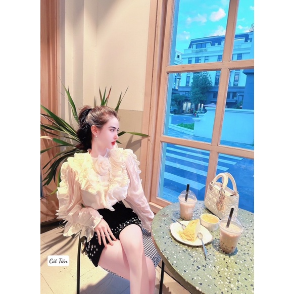 Sét áo tơ hoa-cvay nhung hot hit