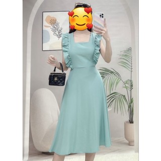 Đầm tay cánh tiên khóa kéo sau