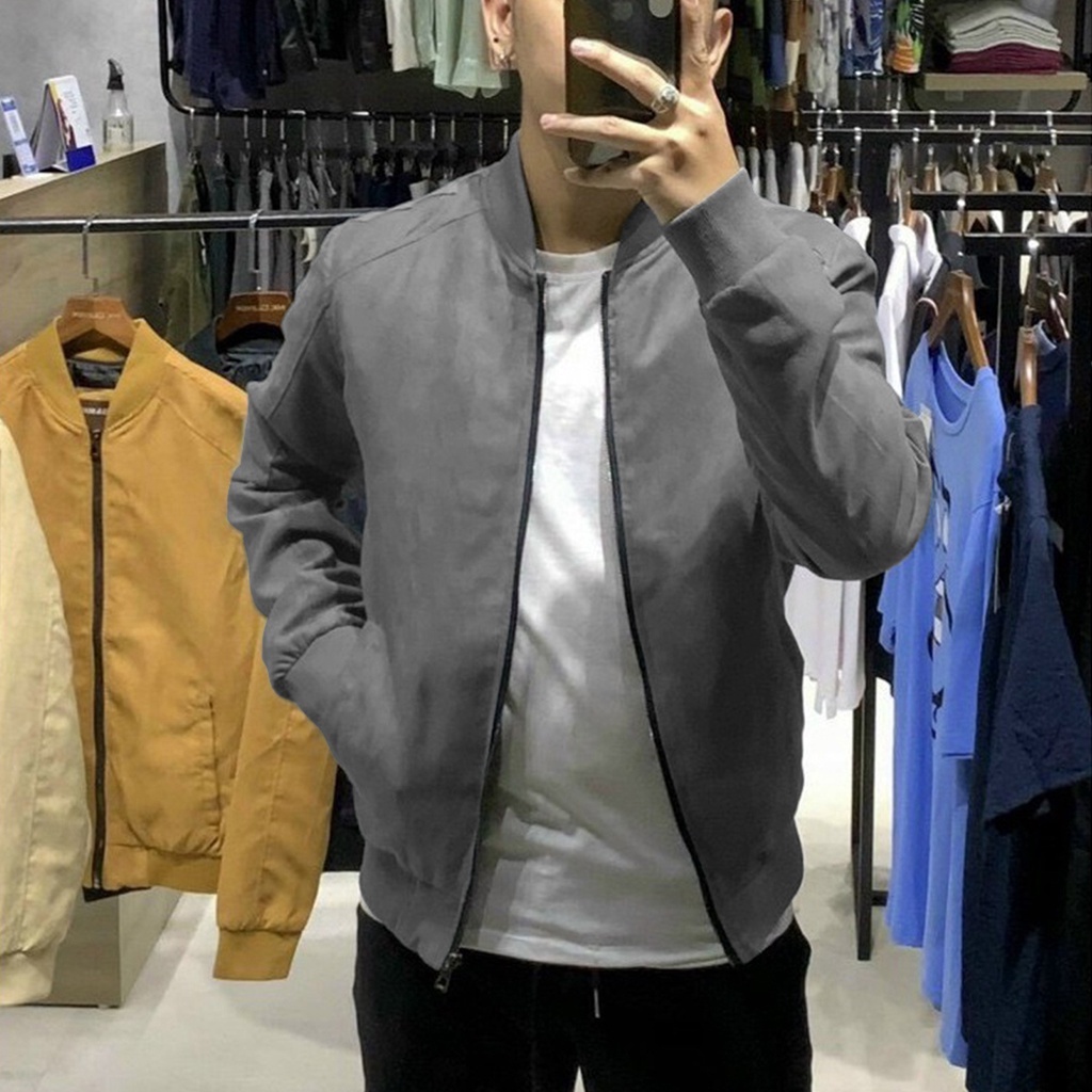 Áo khoác nam, áo khoác bomber da lộn, chất liệu da lộn bên ngoài mềm mịn, lót gió đẹp bên trong, phom áo chuẩn đẹp