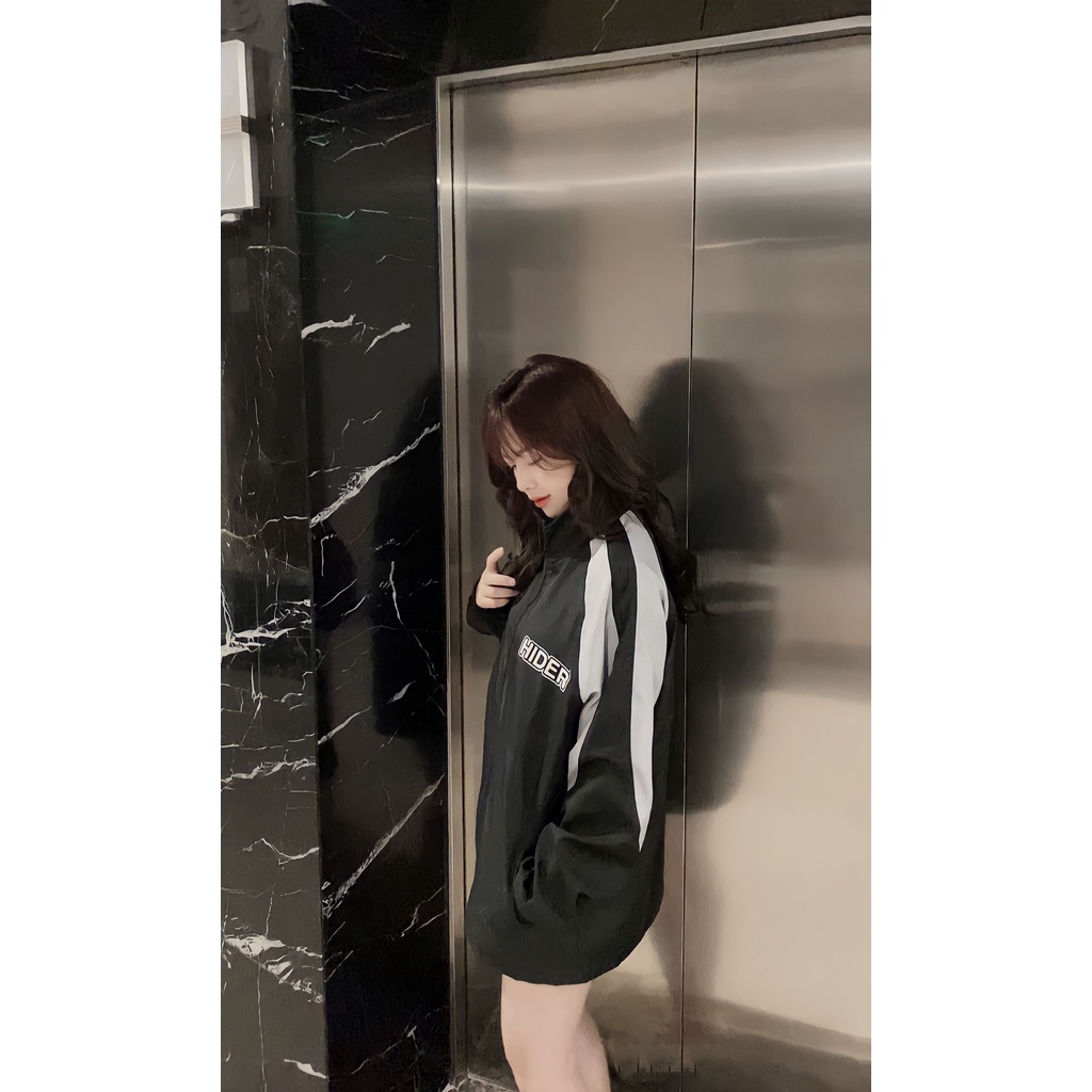 Áo khoác Jacket HIDER Tay Xám Unisex Nam Nữ Chất Dù 2 Lớp