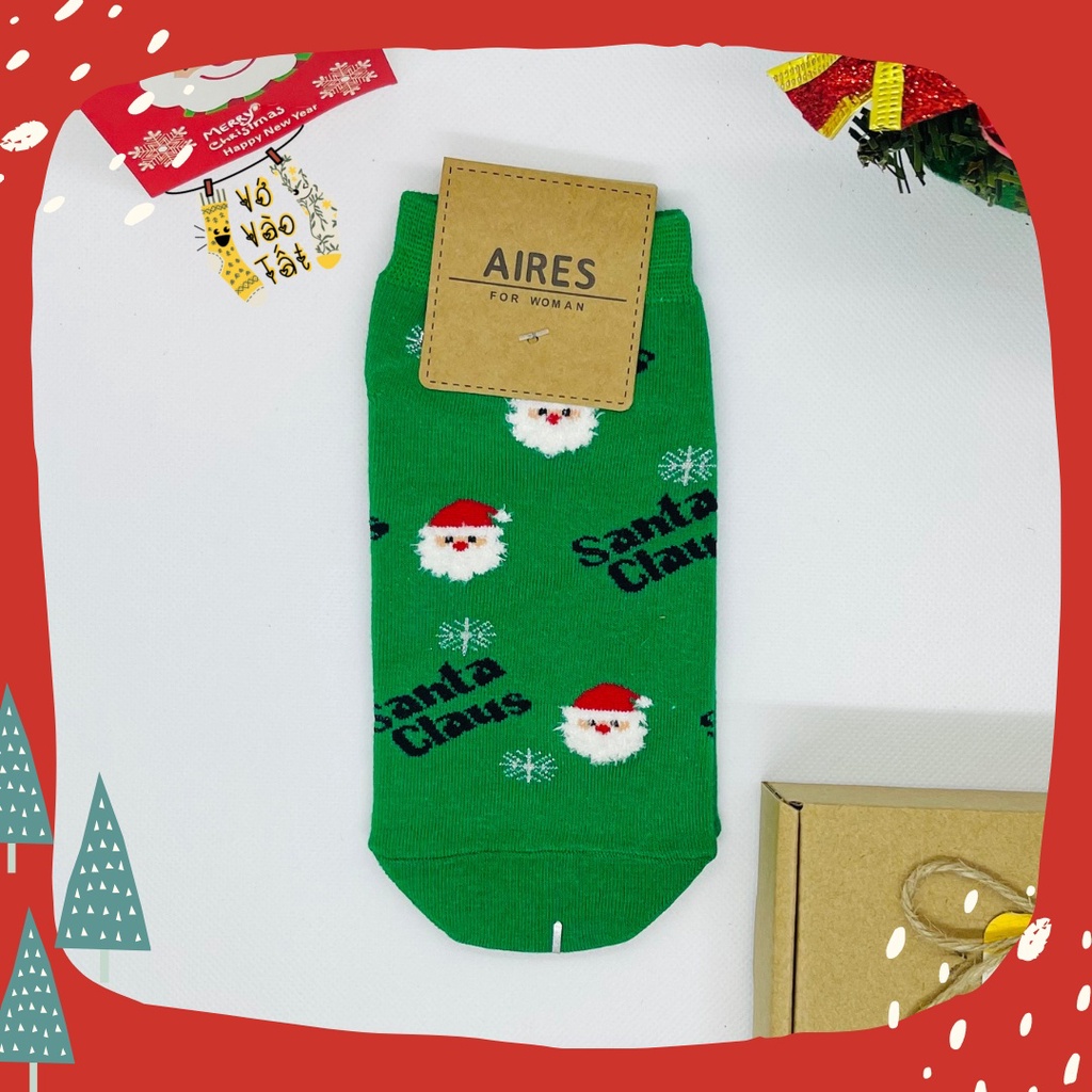 Tất vớ nữ cổ ngắn họa tiết giáng sinh nhỏ xinh