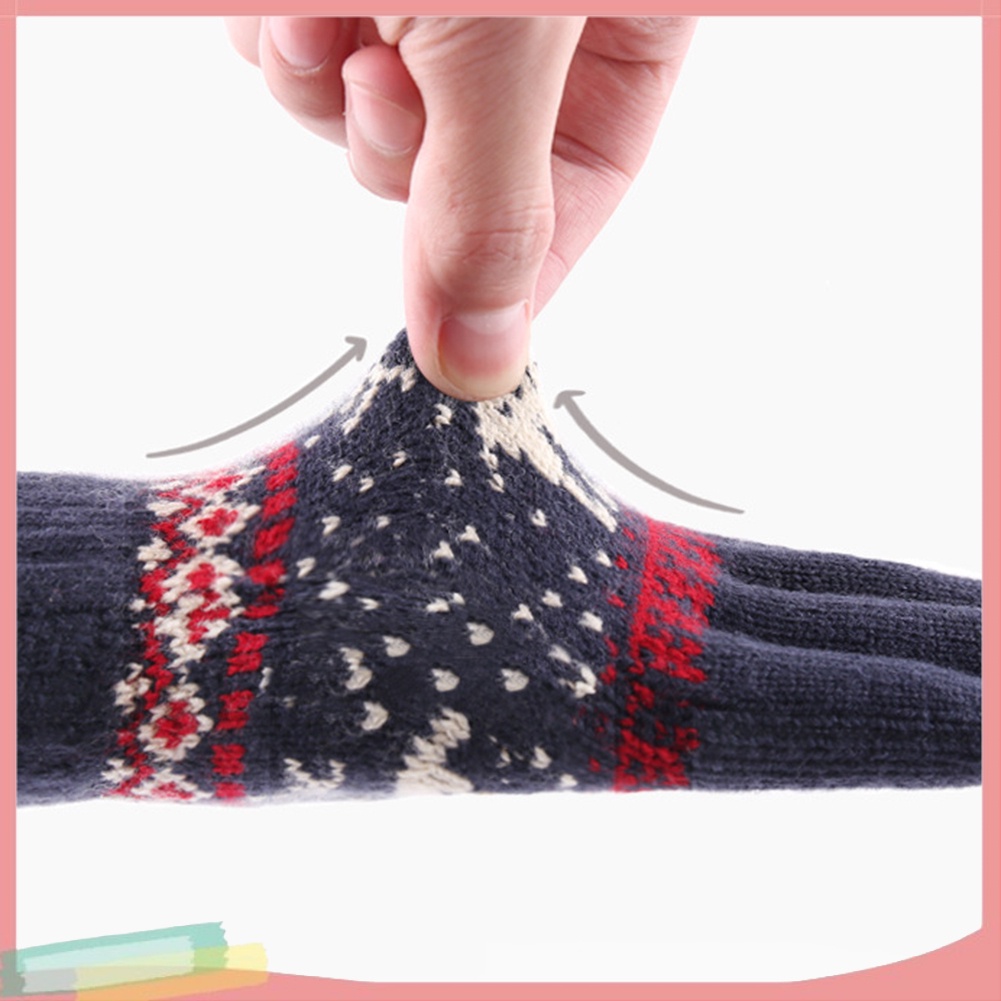 Găng Tay Len Giữ Ấm Họa Tiết Giáng Sinh Xinh Xắn