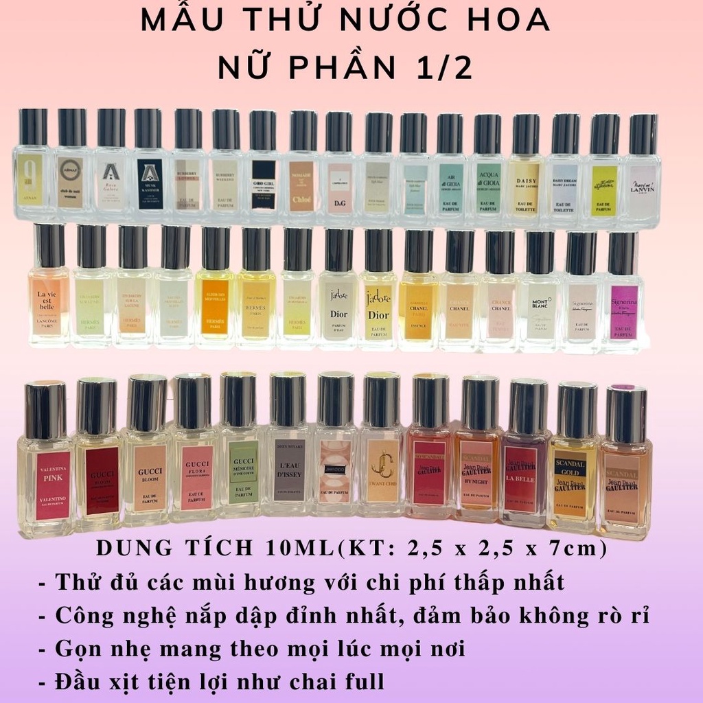 [Nước hoa NỮ chính hãng] Chai được dập máy không bị rò rỉ, mẫu chai đẹp