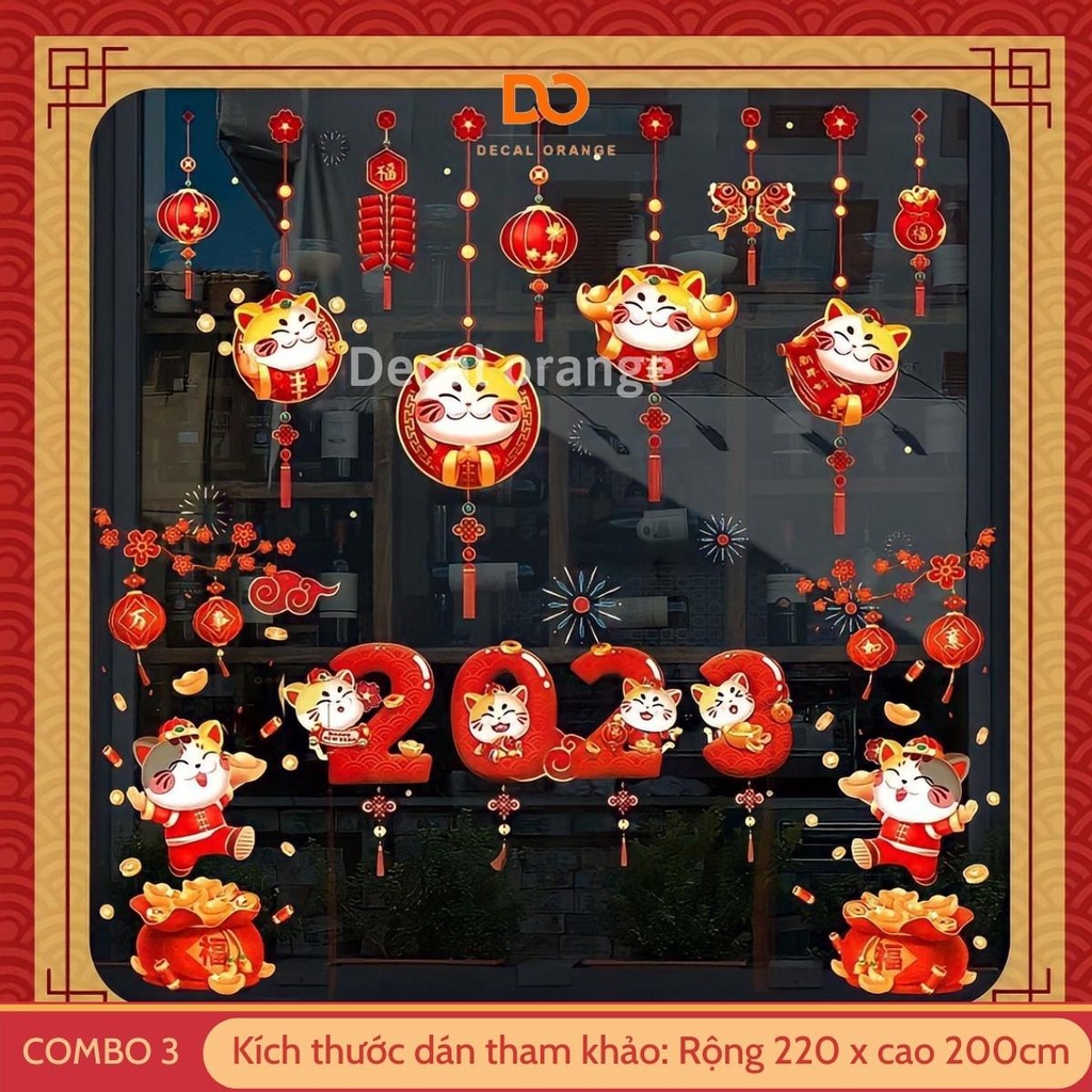 [COMBO3] Decal dán kính tết 2023