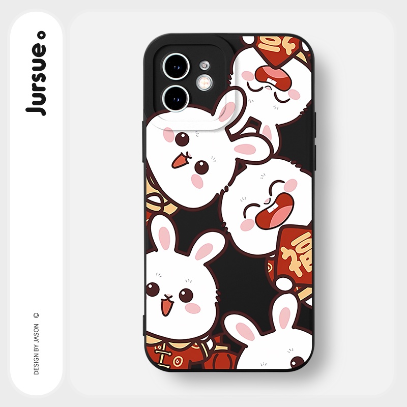 Ốp lưng JURSUE mềm hoạt hình cặp đôi dễ thương đẹp đen Cho iPhone 14 13 12 11 Pro Max SE 2020 X XR XS 8 7 ip 6S 6 Plus Y2788