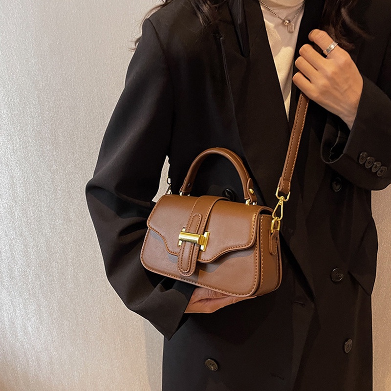 Túi Đeo Chéo Màu Nâu Phong Cách retro Thời Trang Cho Nữ