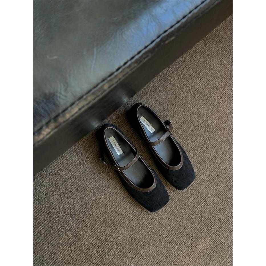 Giày Búp Bê Mũi Vuông Đế Bằng Thiết Kế Đơn Giản Phong Cách Retro Pháp 2022 Cho Nữ