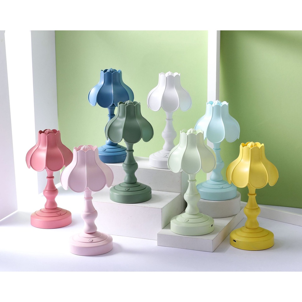 Đèn Ngủ LED Để Bàn Bảo Vệ Mắt Hình Hoa Sen Phong Cách retro