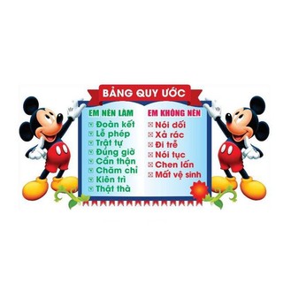 Bảng quy ước lớp tiểu học chất liệu decal bóc dán trang trí lớp học, trang trí tường kích thước 80x160cm
