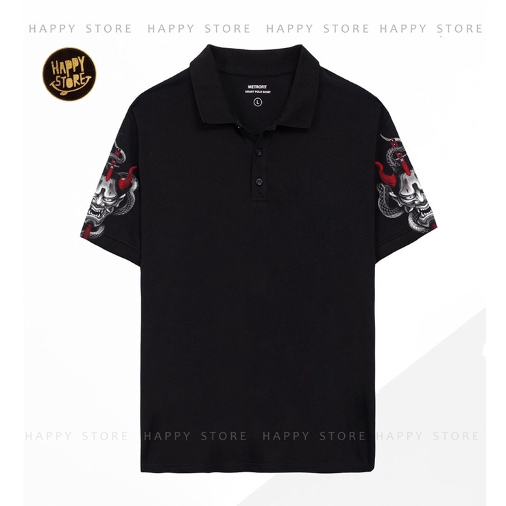 Áo thun Polo in hình mặt quỷ chất cá sấu đẹp