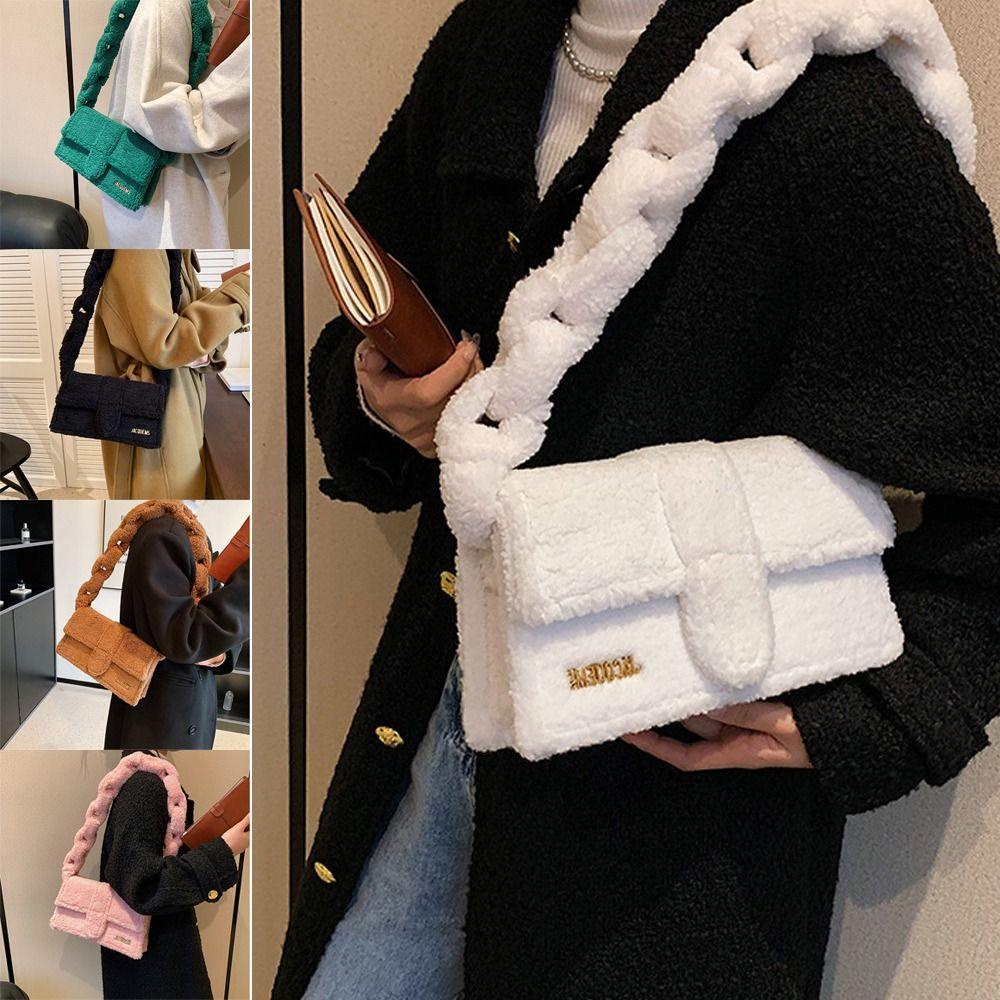 UUMIR Túi Xách Lông Nhung Dệt Hình Vuông Phong Cách Retro Cho Nữ