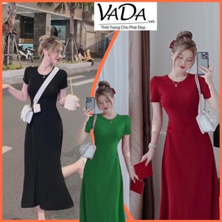 Đầm váy body dáng midi sẻ tà đơn giản siêu tôn dáng -Thời Trang VADA (BĐ05)y