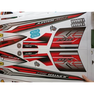 Tem rời jupiter mx đỏ bạc dán xe đen