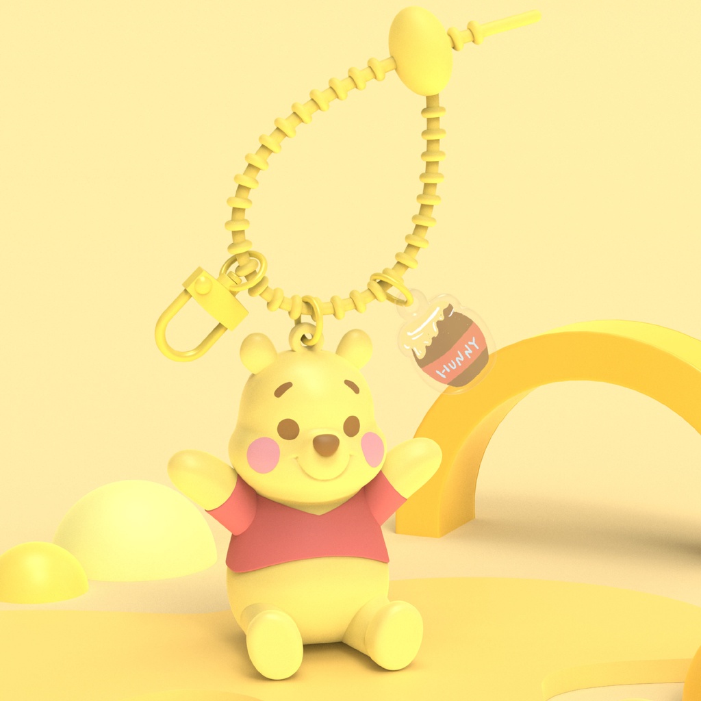 DISNEY Móc Khóa Hình Gấu Pooh Và Lọ Mật Ong Bằng Nhựa Resin Dễ Thương