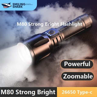 Đèn pin Smiling Shark M80 10000LM SD-7008 siêu sáng chống thấm nước có thể sạc lại 26650 Type c tiện dụng