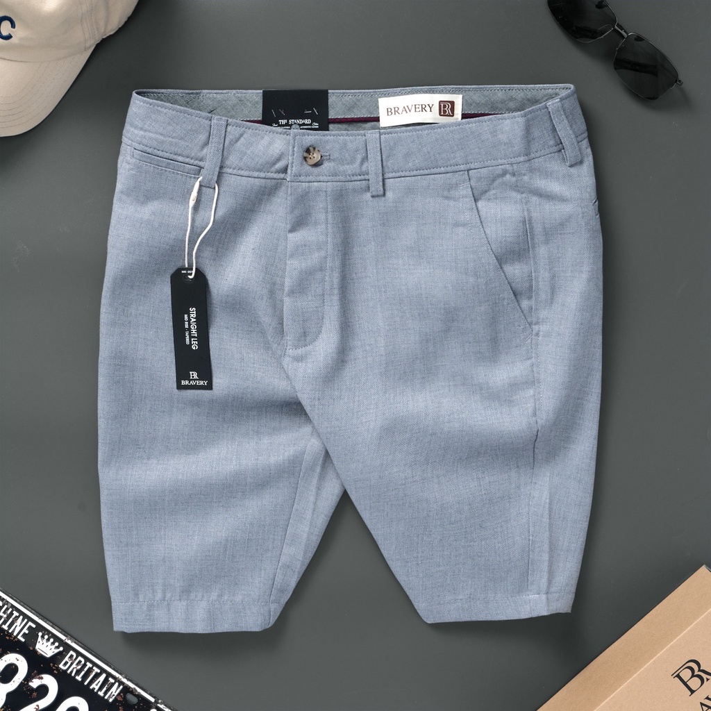 Quần Short Nam, Quần Short Linen SINCA Mềm Mịn Thoáng Mát Không Nhăn, Dày Dặn Màu Xám Xanh - MENLUK